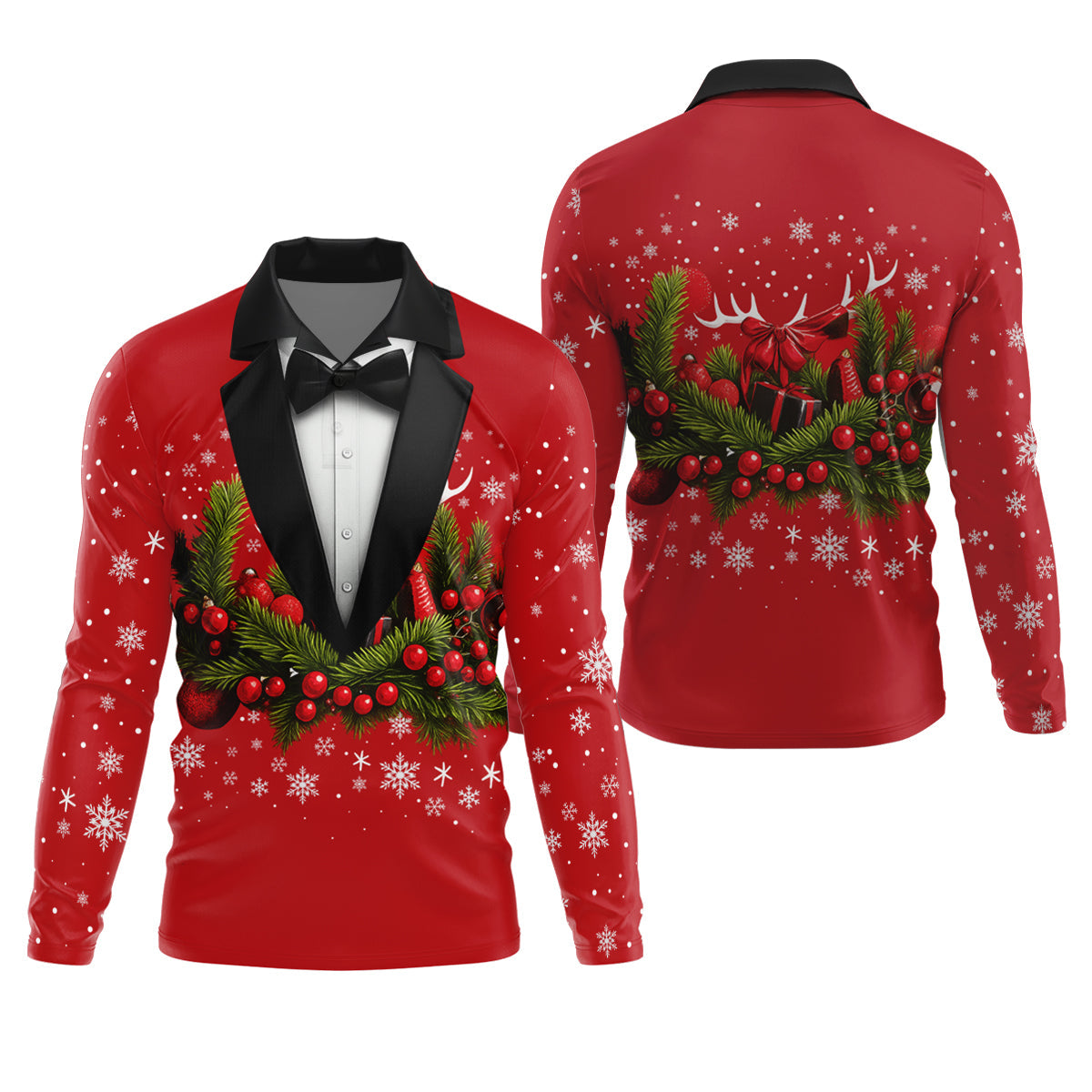 Christmas Mistletoe Vintage Prints Men's Golf Polo Shirtistmas Golf Shirt, Golf Gift For Men