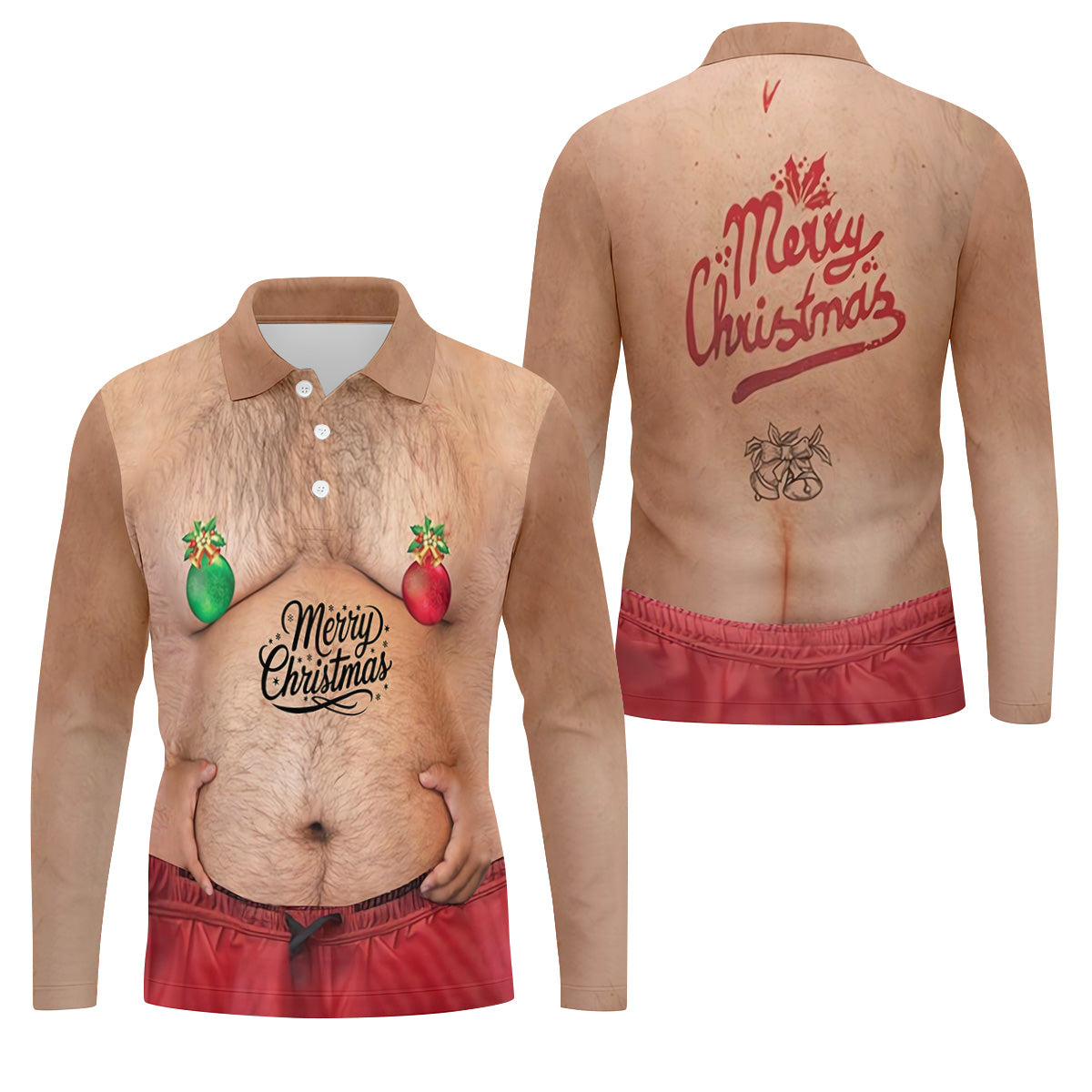 Funny Ugly Hairy Belly Golf Tops For Men, Christmas Golf Shirt, Polo ShirtFor Men, Golf Shirts For Men