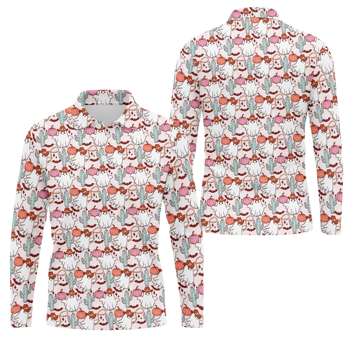Cowboy Ghost Howdy Halloween Fun Golf Shirts For Men, Polo ShirtFor Men, Golfing Apparel