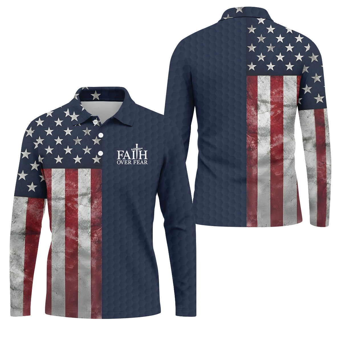 Faith Over Fear Patriotic Golf Shirt, 4th Of July Golf Shirt, 250 Celebration Golf Shirts For Men