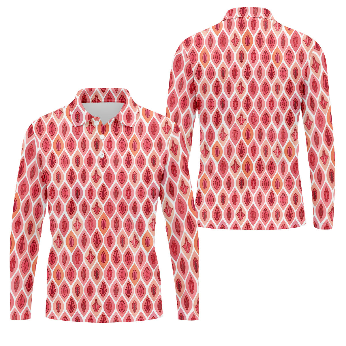 Funny Geometric Pink Golf Shirt, Fun Golf Shirts For Men, Golfing Apparel, Golf Shirts For Men