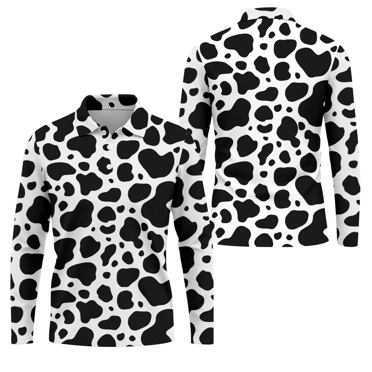 Cowhide Pattern Golf Shirt, Western Ranch Inspired Design, Golf Shirt For Men