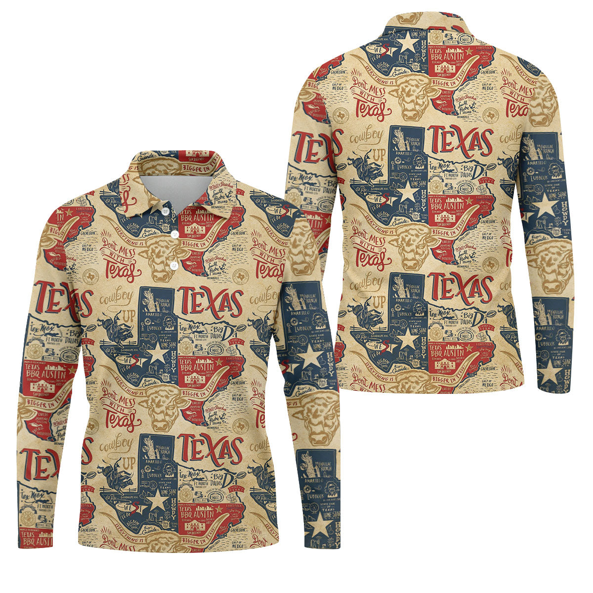 Don't Mess With Texas Western Theme Old West Golf Tops For Men, Polo Shirt Men, Golf Shirts For Men