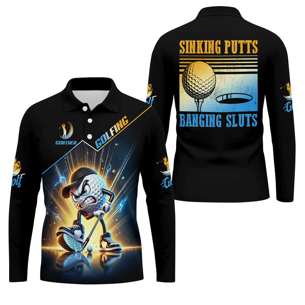 Sinking Putts Banging Sluts Fun Golf Shirt, Golf Tops For Men, Golf Shirts For Men, Golf Gift For Men