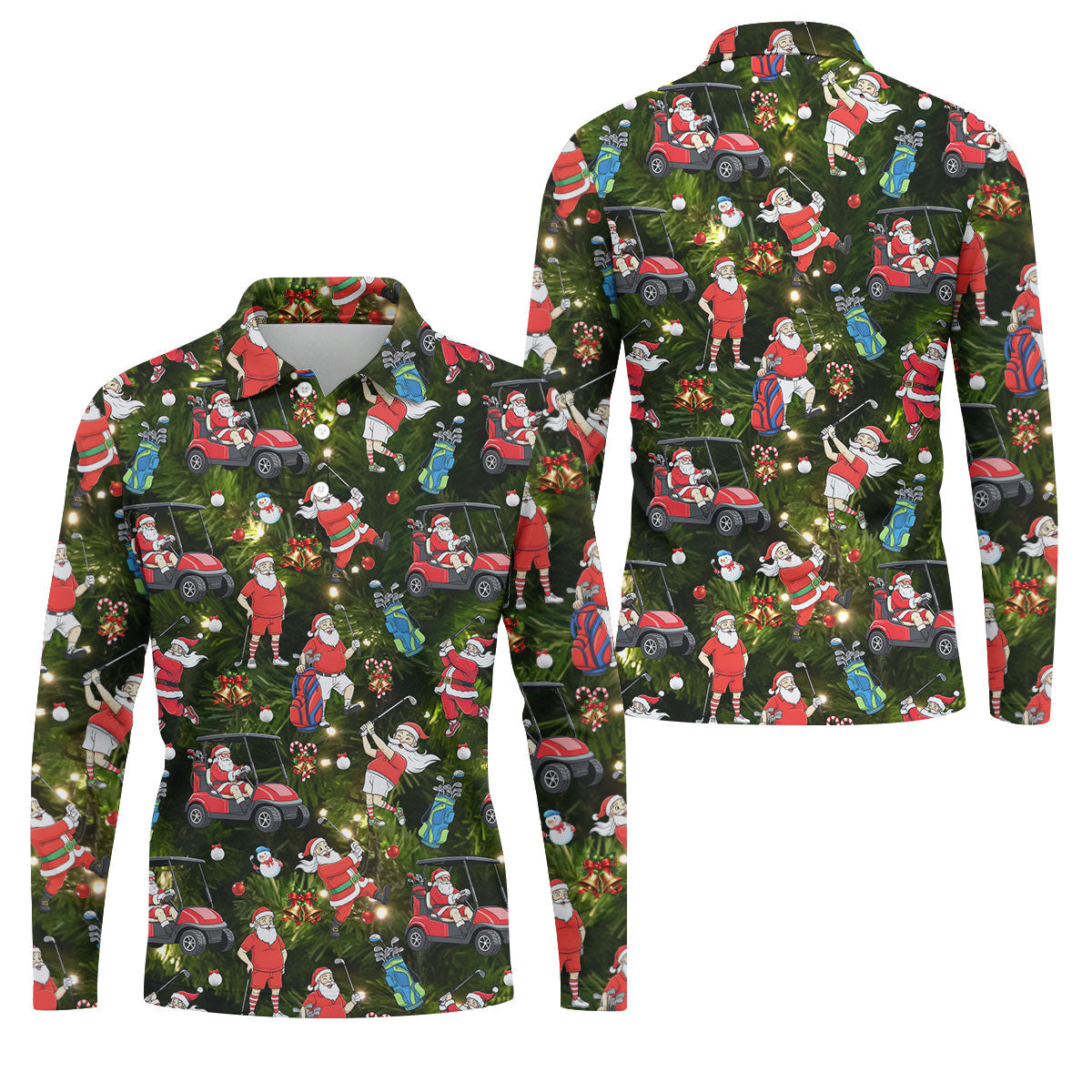Funny Santa Claus Golf Pose Golf Tops For Men, Polo ShirtFor Men, Christmas Golf Shirt, Mens Golf Gift