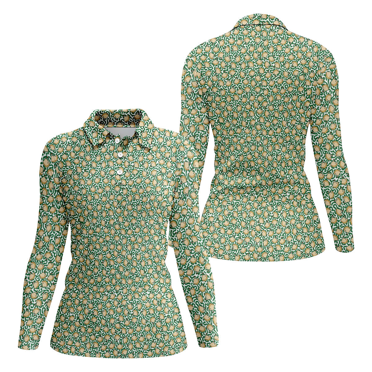 Sandwich Golf Course Seamless Pattern Performance Golf Shirt, Women Golf Top, Ladies Golf Shirts