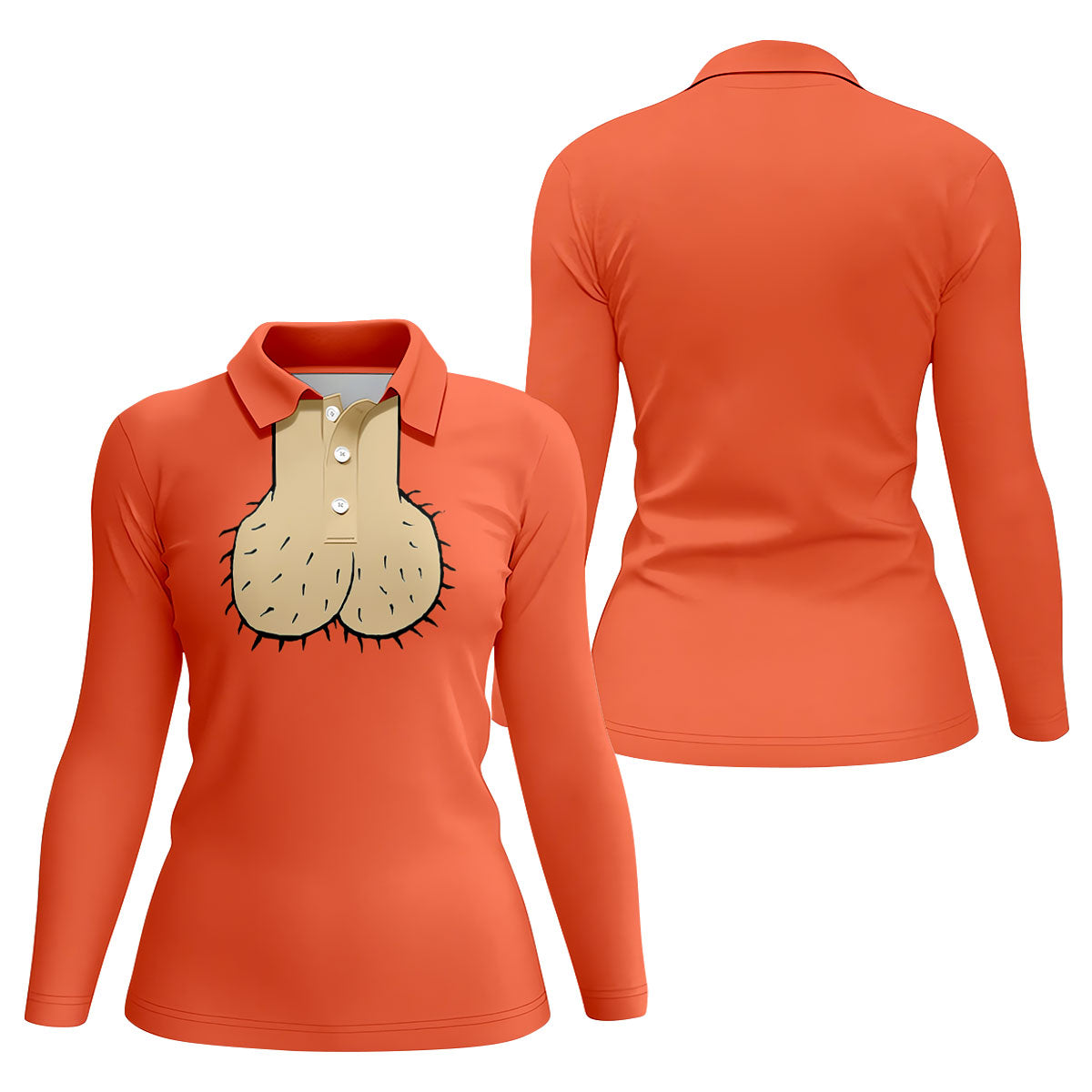 Orange Funny Dickhead Faux Chest Golf Shirt, Ladies Golf Shirts, Golf Polo For Women