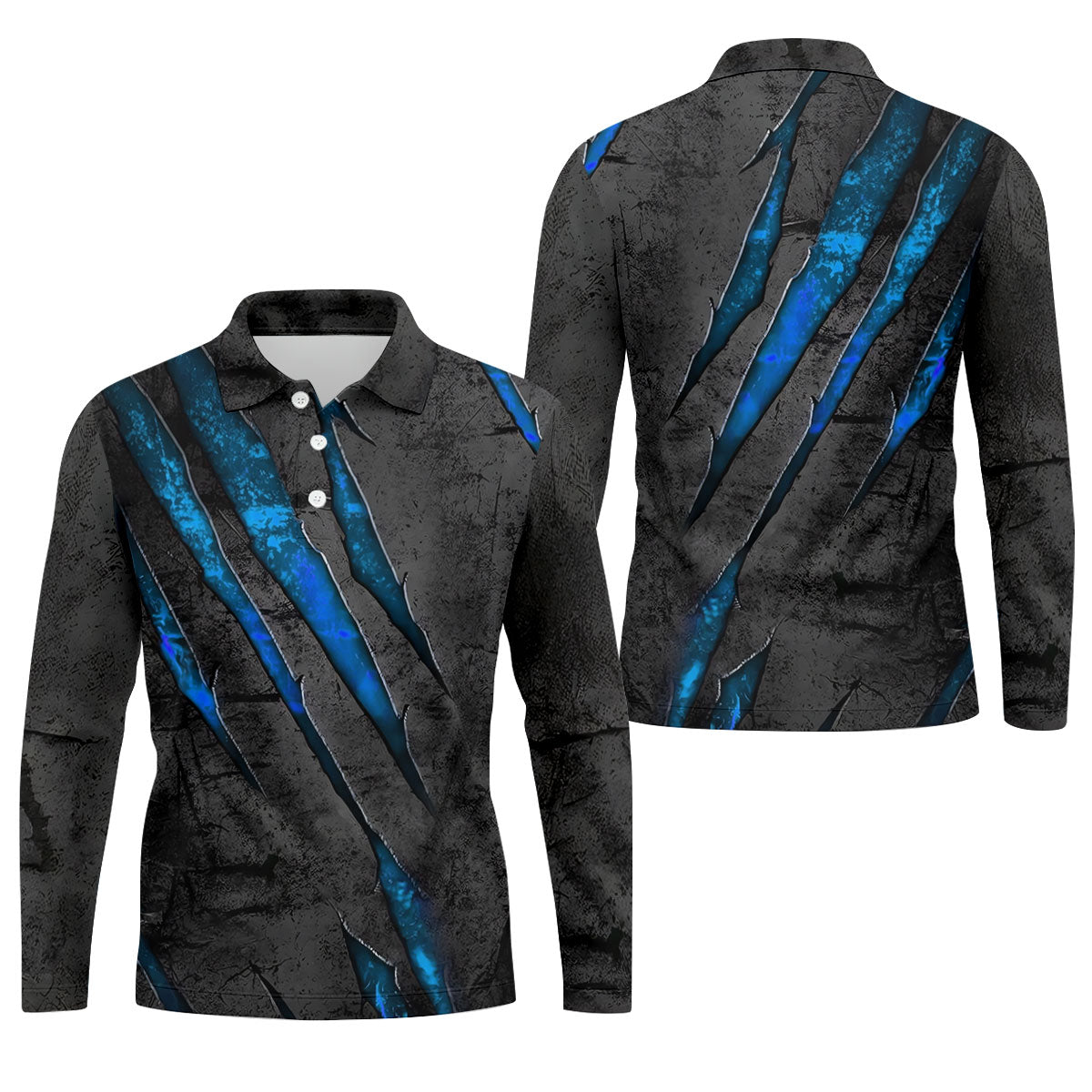 Blue Claw Marks Hawaiian Golf Shirt, Scratch Print Men's Golf Shirt, Polo Shirts For Men