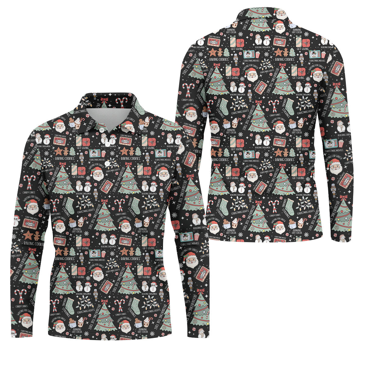 Cute Santa Claus Gift Black Men's Golf Polo Shirtistmas Golf Shirt, Polo Shirtor Men