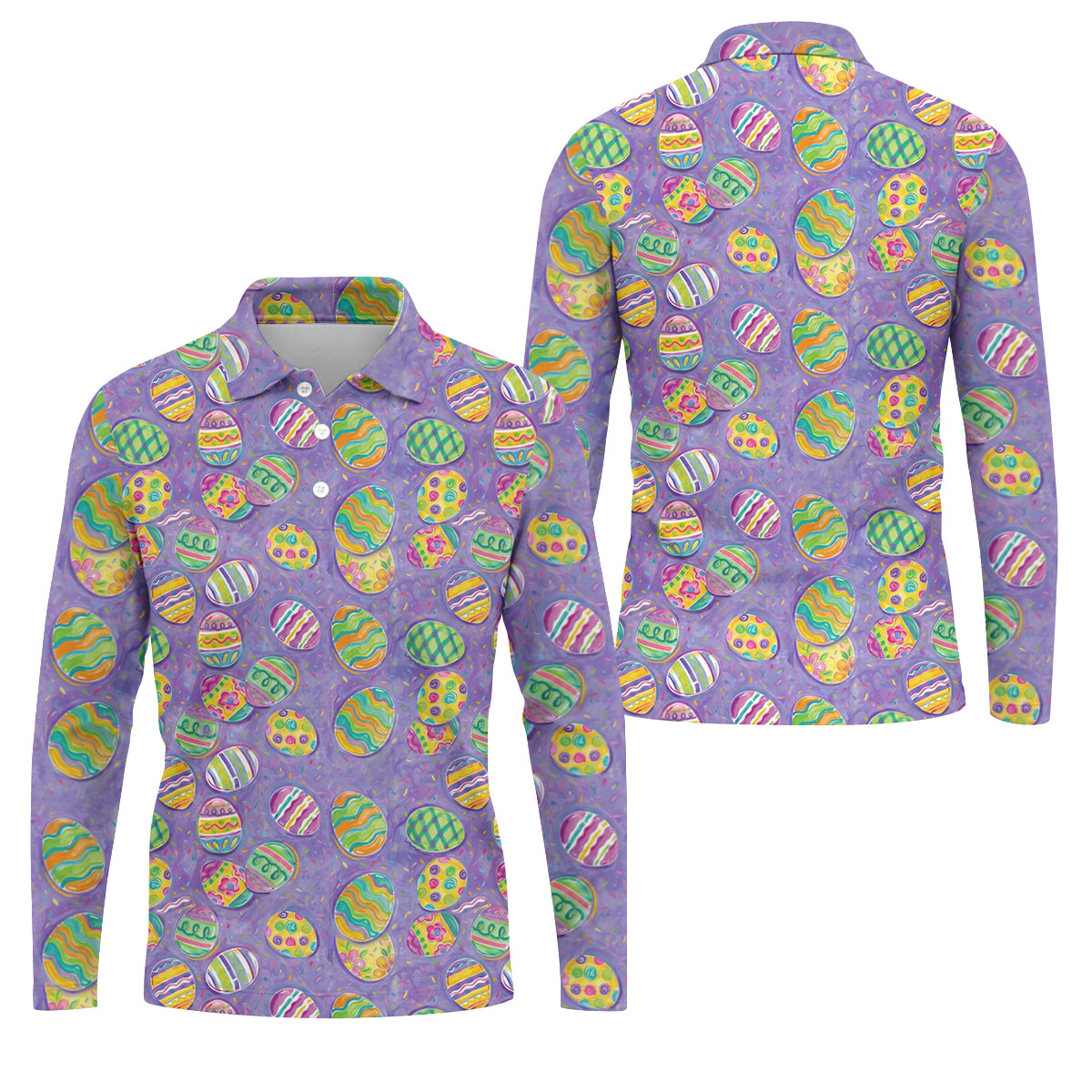 Colorful Painted Easter Eggs Golf Shirts For Men, Cute Golf Outfit, Polo ShirtFor Men