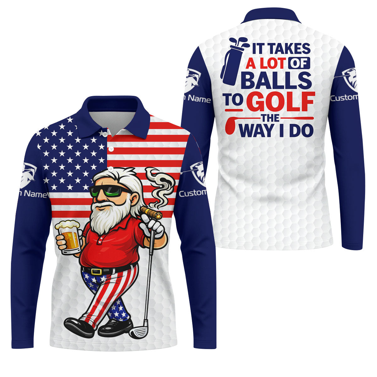 It Takes A Lot Of Ball To Golf The Way I Do Patriotic Man 4th Of July Golf Shirt, 250 Years Polo Shirt Men