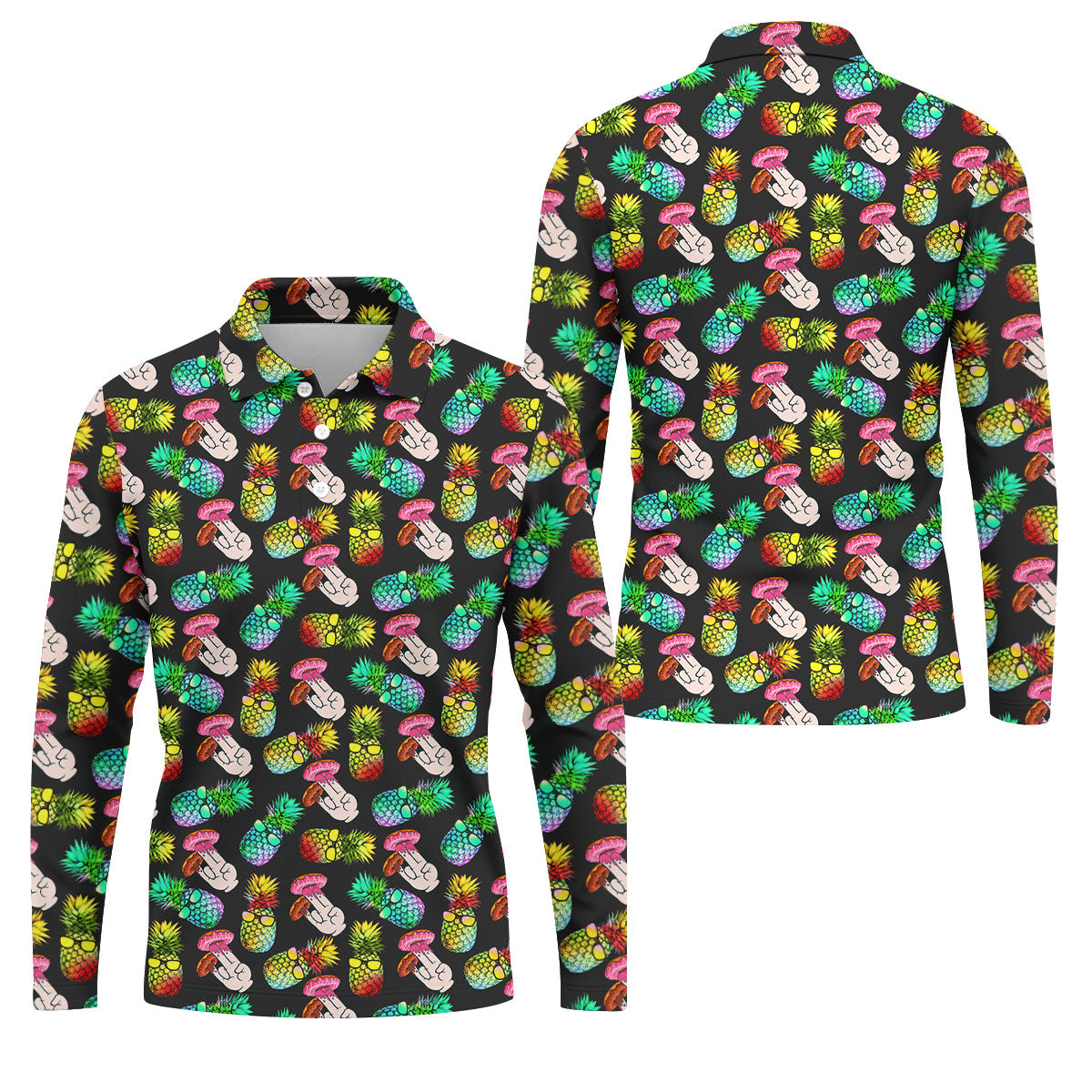 Pineapples Donut Finger Adult Humor Fun Golf Shirts For Men, Golf Polo For Men, Funny Golf Outfits