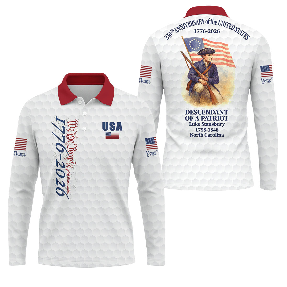 Descendant Of A Patriot Golf Tops For Men, 250 Years of America Golf Shirt, Patriotic Polo ShirtFor Men