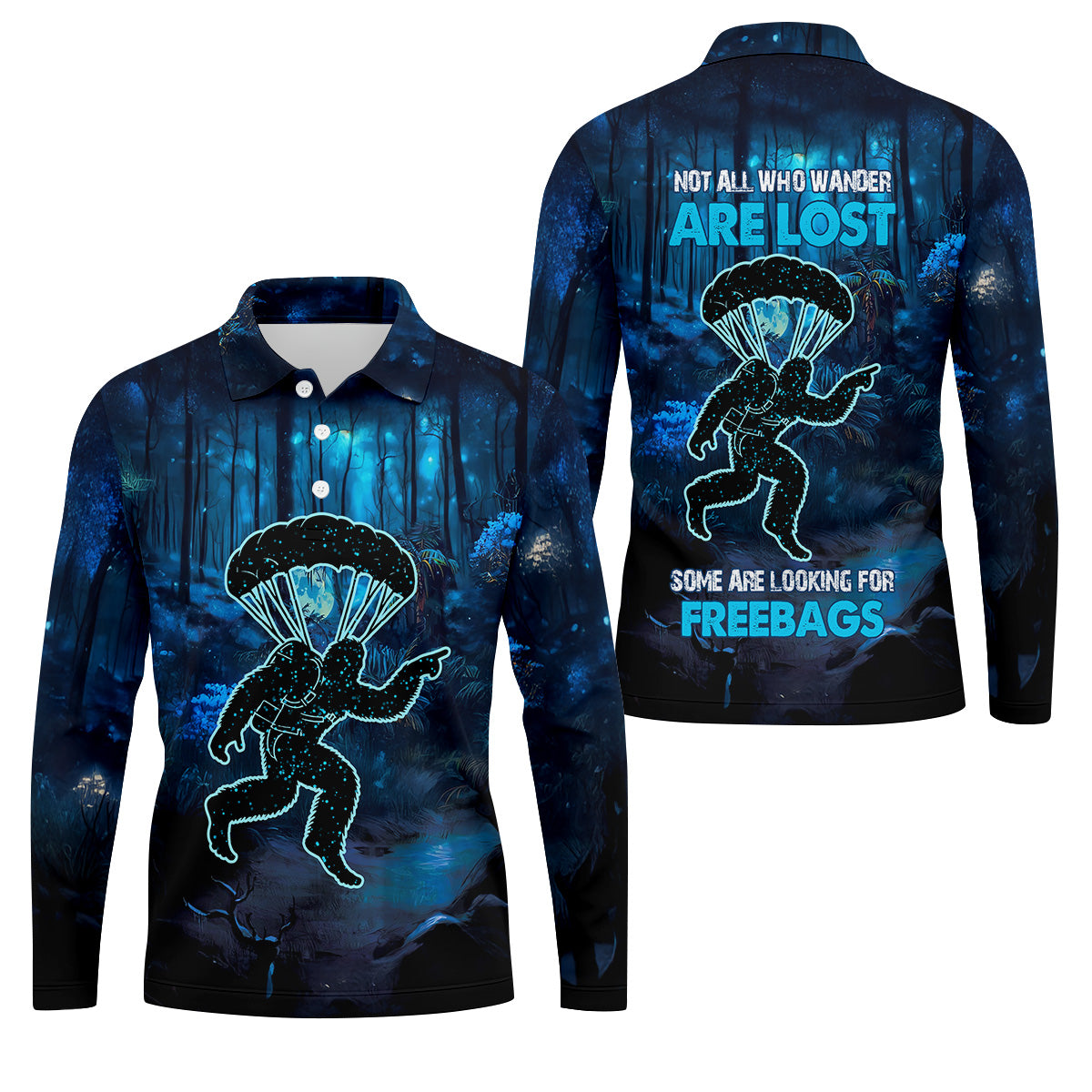 Not All Who Wander Are Lost Some Are Looking For Freebags Funny Bigfoot Skydiving Shirt, Men's Skydive Outfit