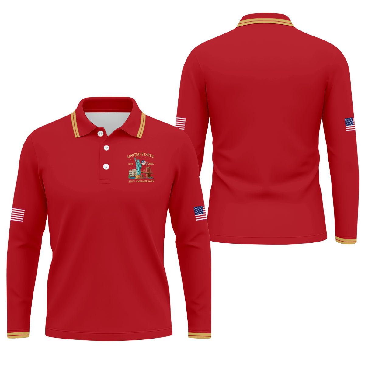 America 1776-2026 Patriotic Golf Polo ShirtS 250th Anniversary 4th Of July Golf Shirts For Men