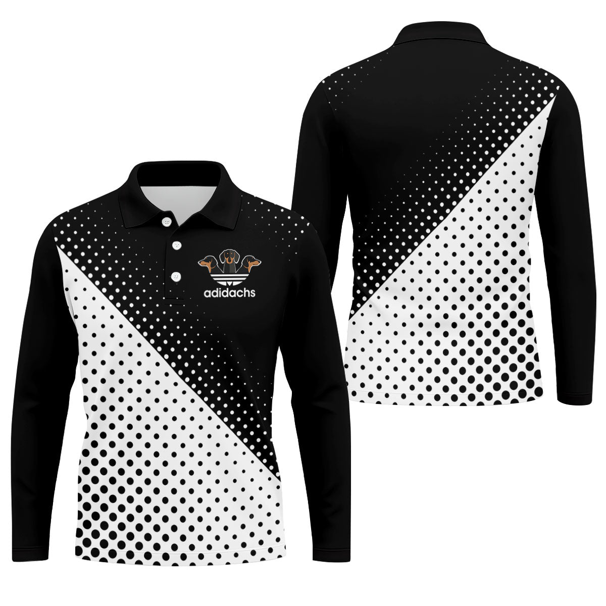 Adidachs Funny Dachshund Black Golf Shirt, Men's Funny Golf Shirts, Polo Shirtor Men