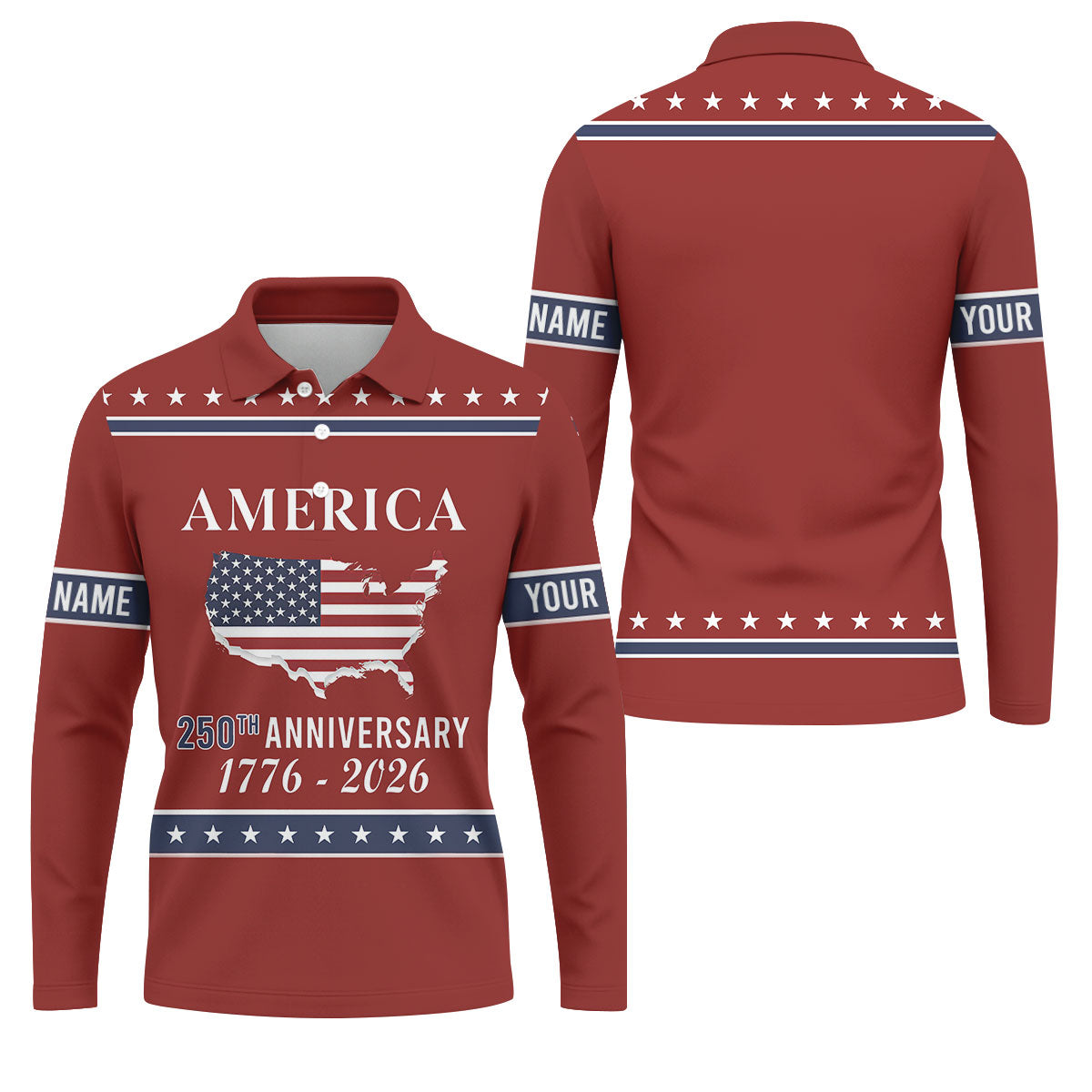 America 250th Anniversary 1776-2926 Red Golf Shirt, 4th Of July Patriotic Golf Shirts For Men