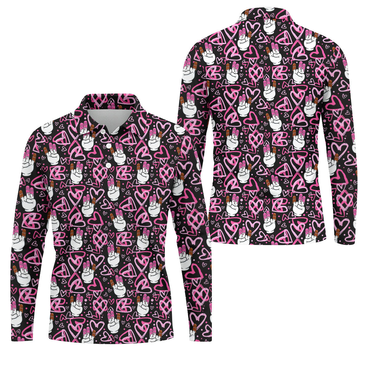 Chocolate Fingers Adult Humor Heart Pattern Fun Golf Shirts For Men, Valentines Golf Gift, Polo ShirtFor Men
