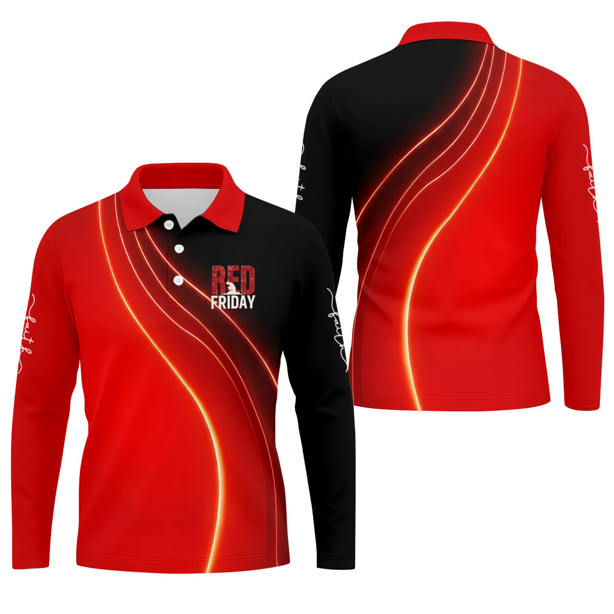 Red Friday Red Black Gradient Faith 4th Of July Golf Shirt, 250 Years Polo Shirt Men