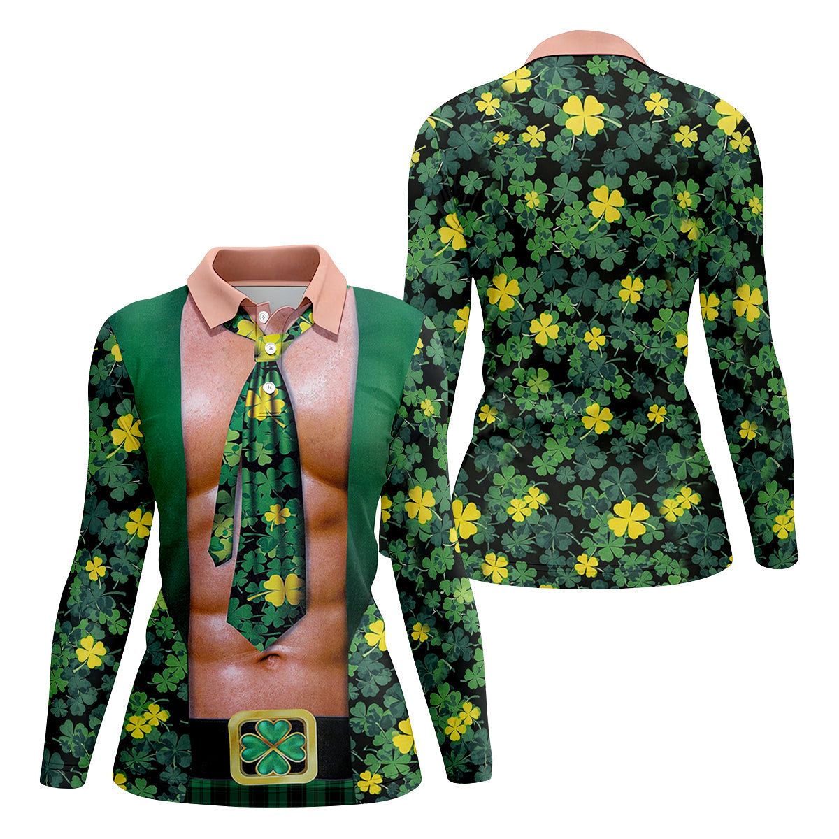 Funny St Patrick's Day Shamrock Golf Shirt, Women's Golf Shirts, Ladies Golf Polos, Women's Polo Shirt
