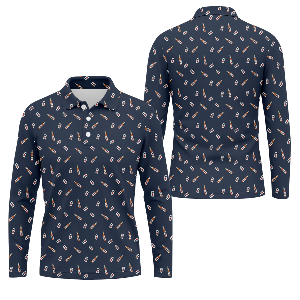 Beer Bottle Vs Can Seamless Pattern Golf Tops For Men, Golf And Beer Golf Shirts For Men