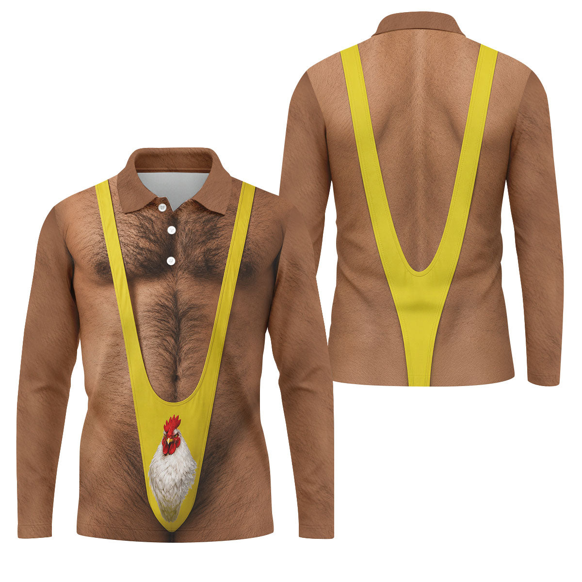 Funny Chicken Yellow Singlet Body Golf Shirt, Mens Golf Polo, Printed Golf Shirts