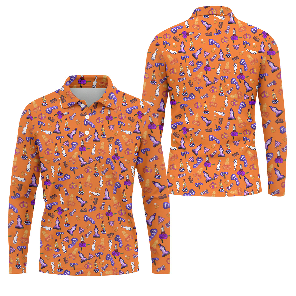 Funny Dirty Orange And Purple Halloween Golf Shirt, Fun Golf Shirts For Men, Cool Golf Gift