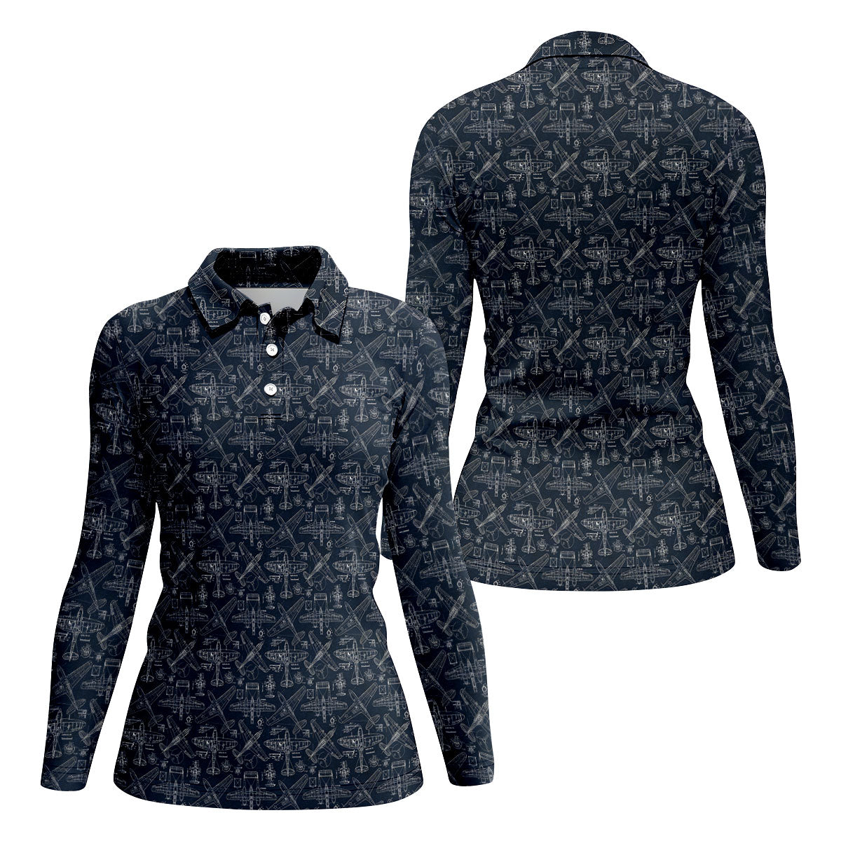 Aircraft Models Airplane Blueprints Women's Polo Shirt, Ladies Golf Shirts, Women's Polo Shirt