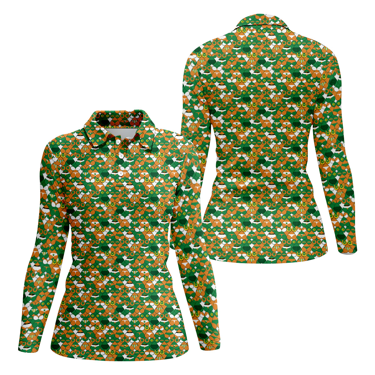 Naughty Fun Adult Humor St Patrick's Day Golf Shirt, Green Orange White Women's Golf Tops, Ladies Golf Shirts