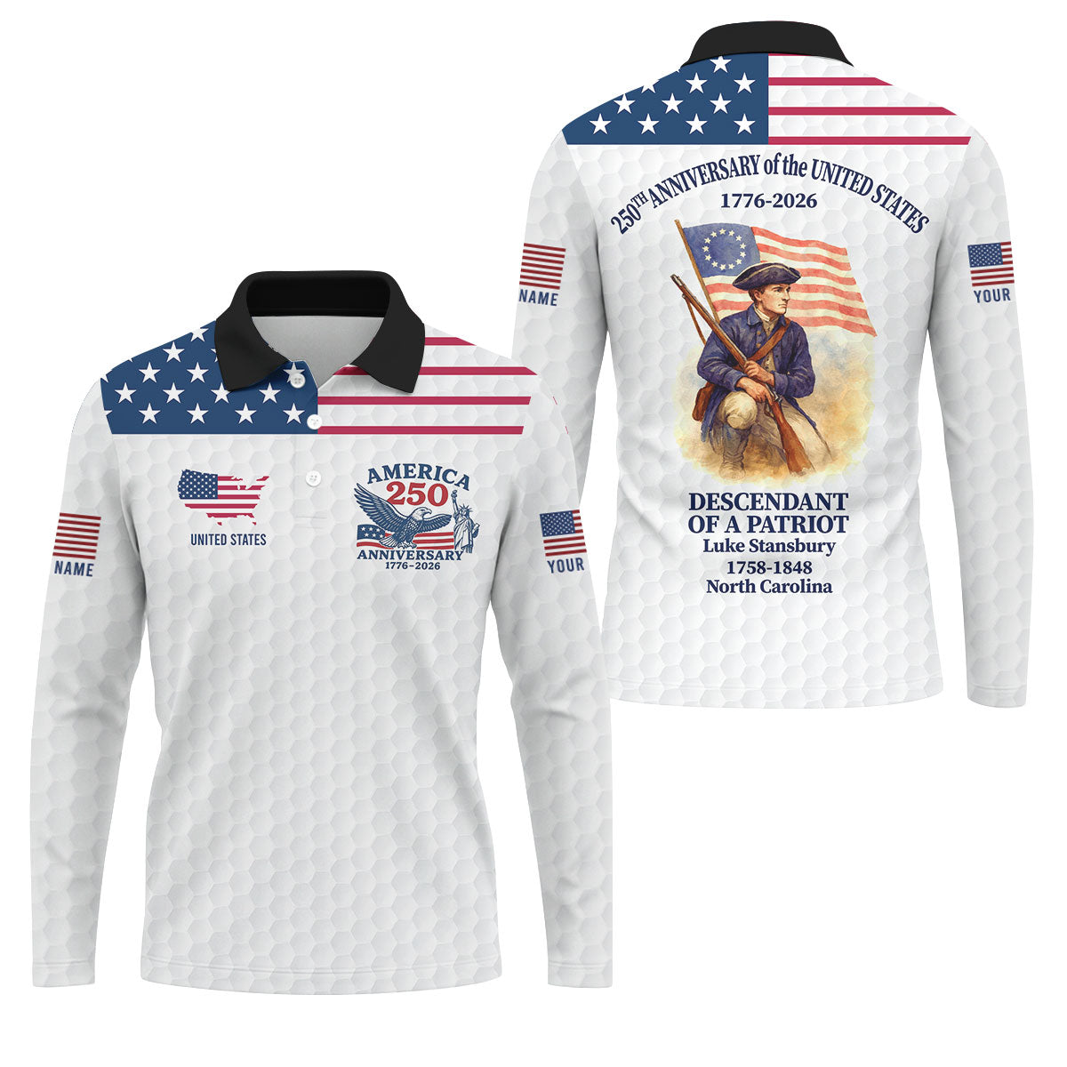 Descendant Of A Patriot Golf Tops For Men, America 250th Anniversary Golf Shirt, Polo Shirt Men