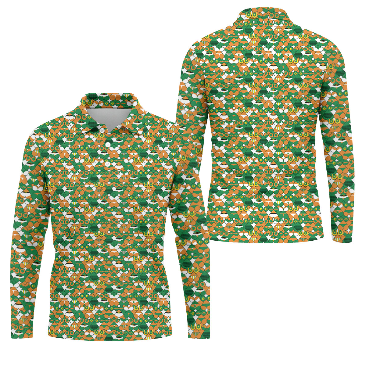 Naughty Fun Adult Humor St Patrick's Day Golf Shirt, Green Orange White Polo ShirtFor Men