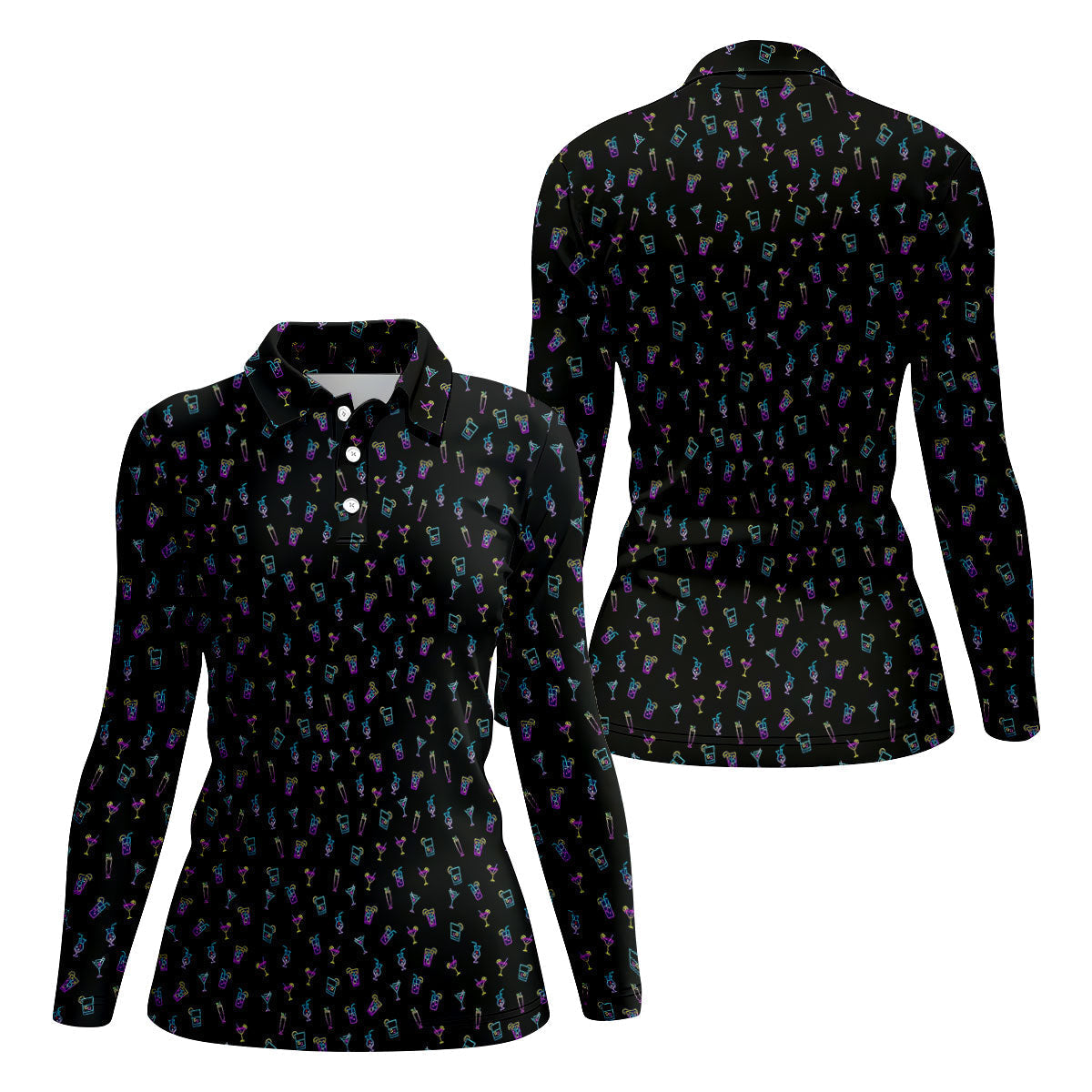 Neon Cocktail Retro Golf Shirt, Ladies Golf Tops, Golf Shirt For Women, Ladies Golf Shirts