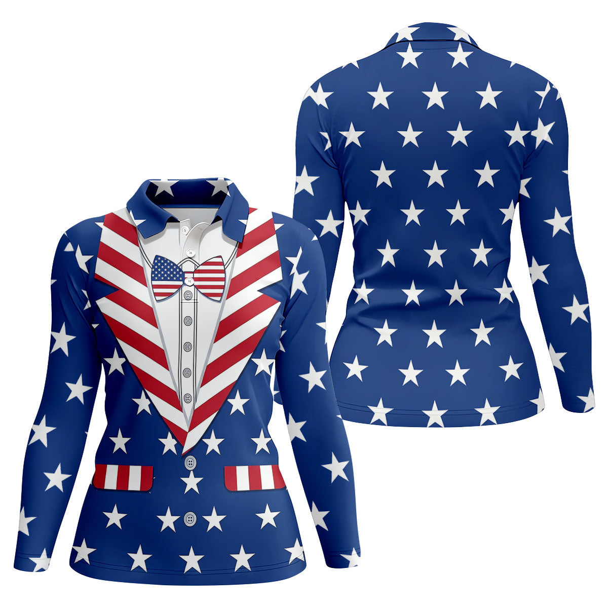 US Flag Costume Patriotic 4th Of July Golf Shirt, 250th Anniversary Golf Shirt For Women