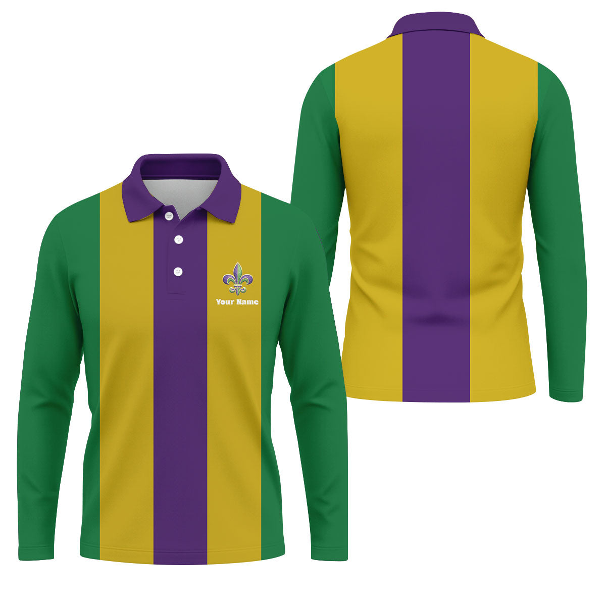 Vertical Stripes Purple Green Gold Mardi Gras Golf Shirt, Polo ShirtFor Men, Golf Shirts For Men