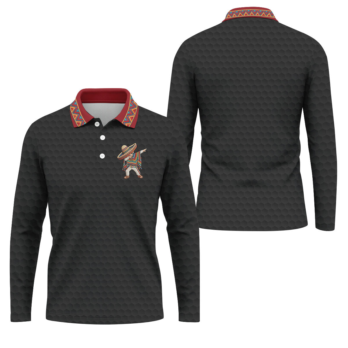 Cinco De Mayo Celebration Golf Ball Pattern Black Golf Shirt, Polo Shirt Men