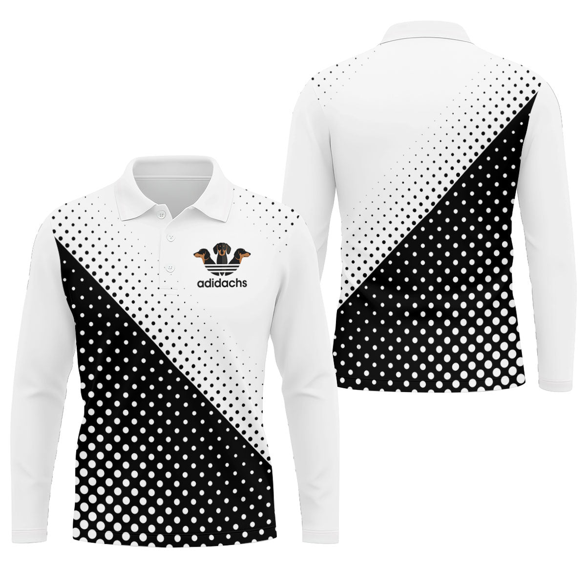 Adidachs Funny Dachshund White Golf Shirt, Men's Funny Golf Shirts, Polo Shirtor Men