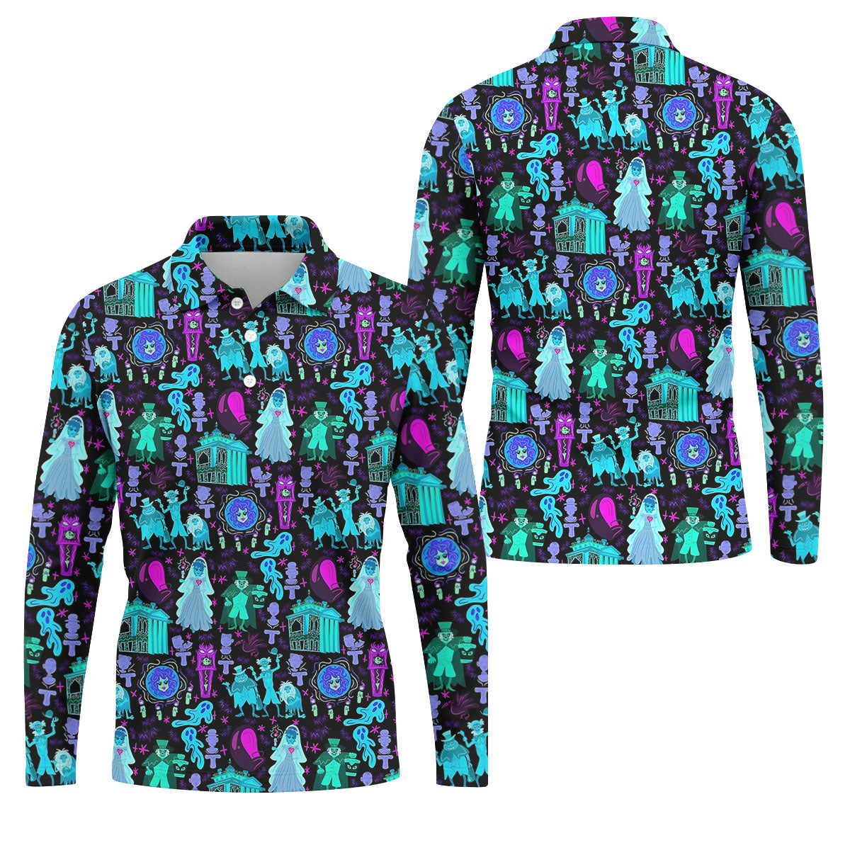Haunted Ghost Halloween Hawaiian Golf Shirt, Mens Golf Shirts, Golf Polo Shirts For Men