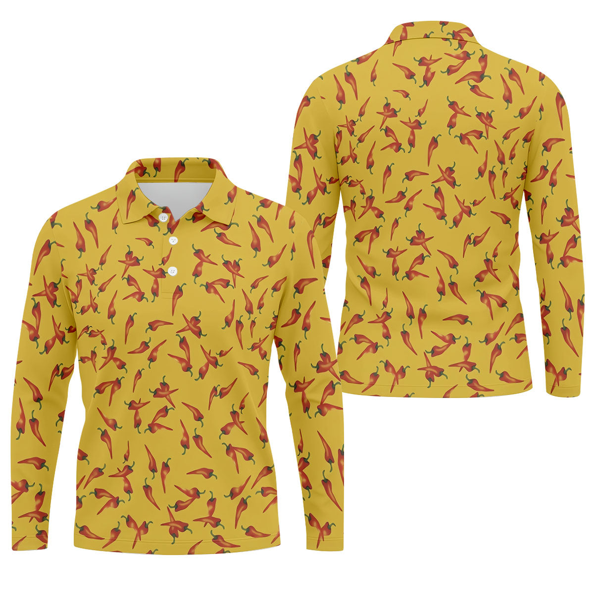 Red Chilli Yellow Hawaiian Golf Shirt, Summer Vibe Golf Shirts For Men, Polo Shirtor Men