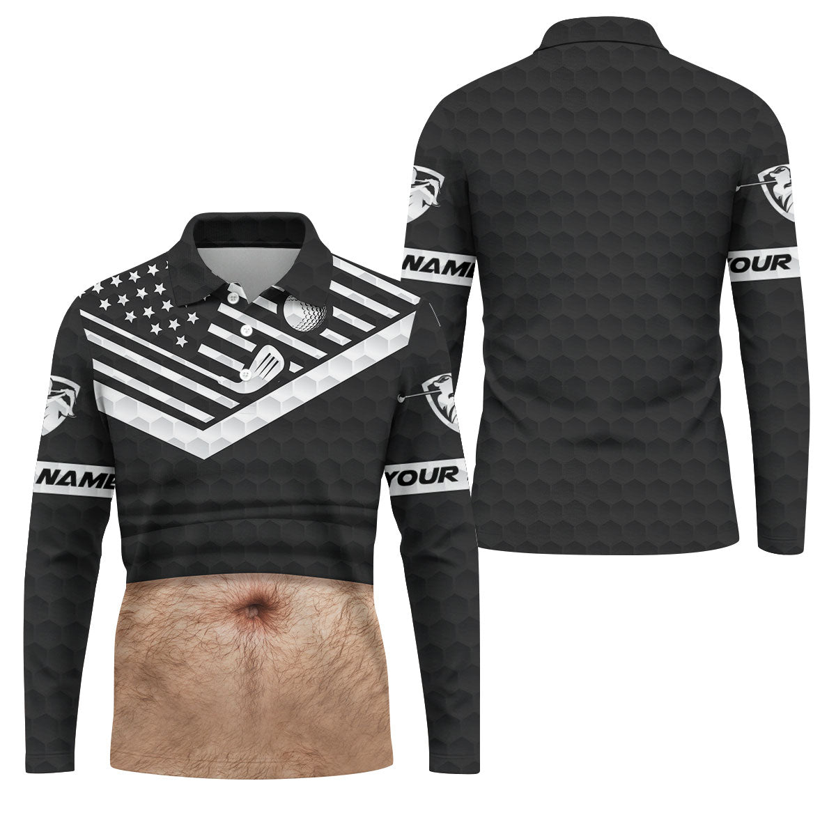 Personalized Hairy Beer Belly Golf Polo Shirt, Golf Polo Shirts For Men, Mens Golf Apparel