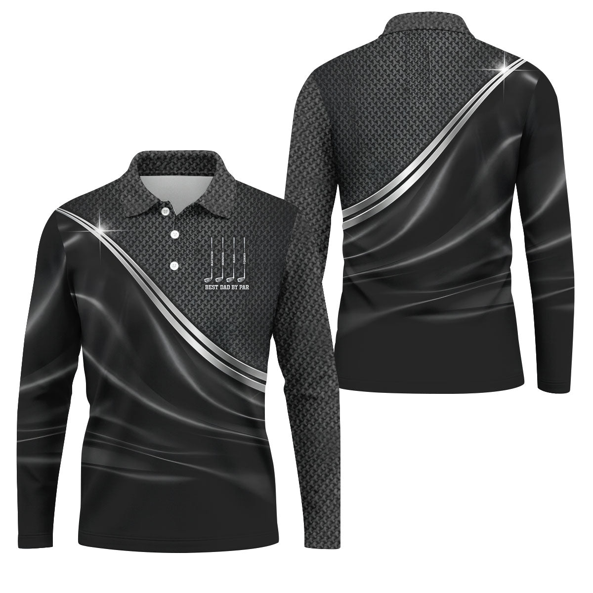 Best Dad By Par Black Houndstooth Father's Day Golf Shirt, Dad Golf Shirt, Golf Gift For Dad