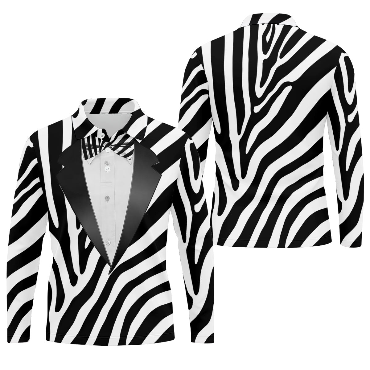 Zebra Pattern Funny Costume Hawaiian Golf Shirt, Polo ShirtFor Men, Golf Shirts For Men