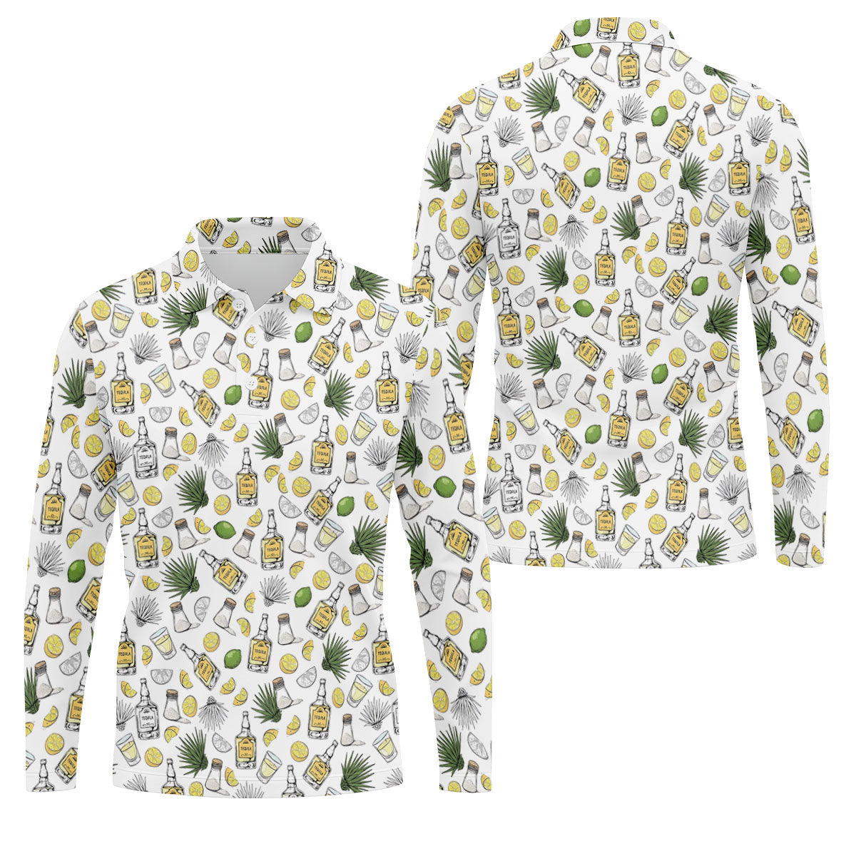 Tequila Lime Salt Cinco De Mayo Celebration Golf Tops For Men, Drinking Party Polo Shirtor Men