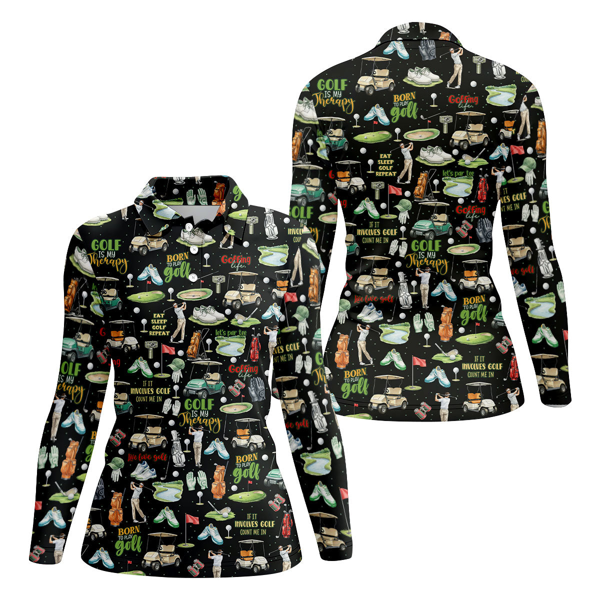 Born To Play Golf Let's Par Tee Black Golf Shirt, Fun Women's Golf Shirts, Ladies Golf Shirts, Golfing Apparel