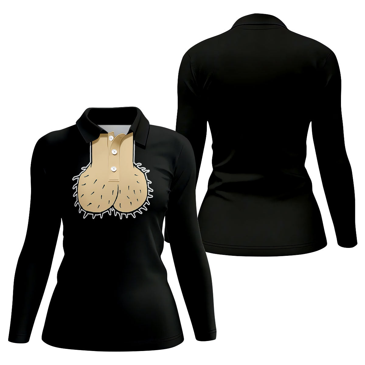 Black Funny Dickhead Faux Chest Golf Shirt, Women's Golf Tops, Ladies Golf Shirts