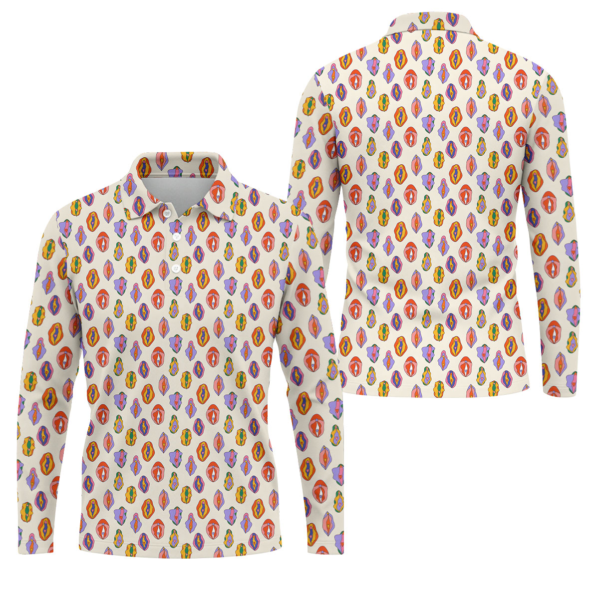 Colorful Abstract Feminine Pattern Golf Shirt, Funny Golf Shirt, Men's Golf Shirt, Polo Shirts For Men