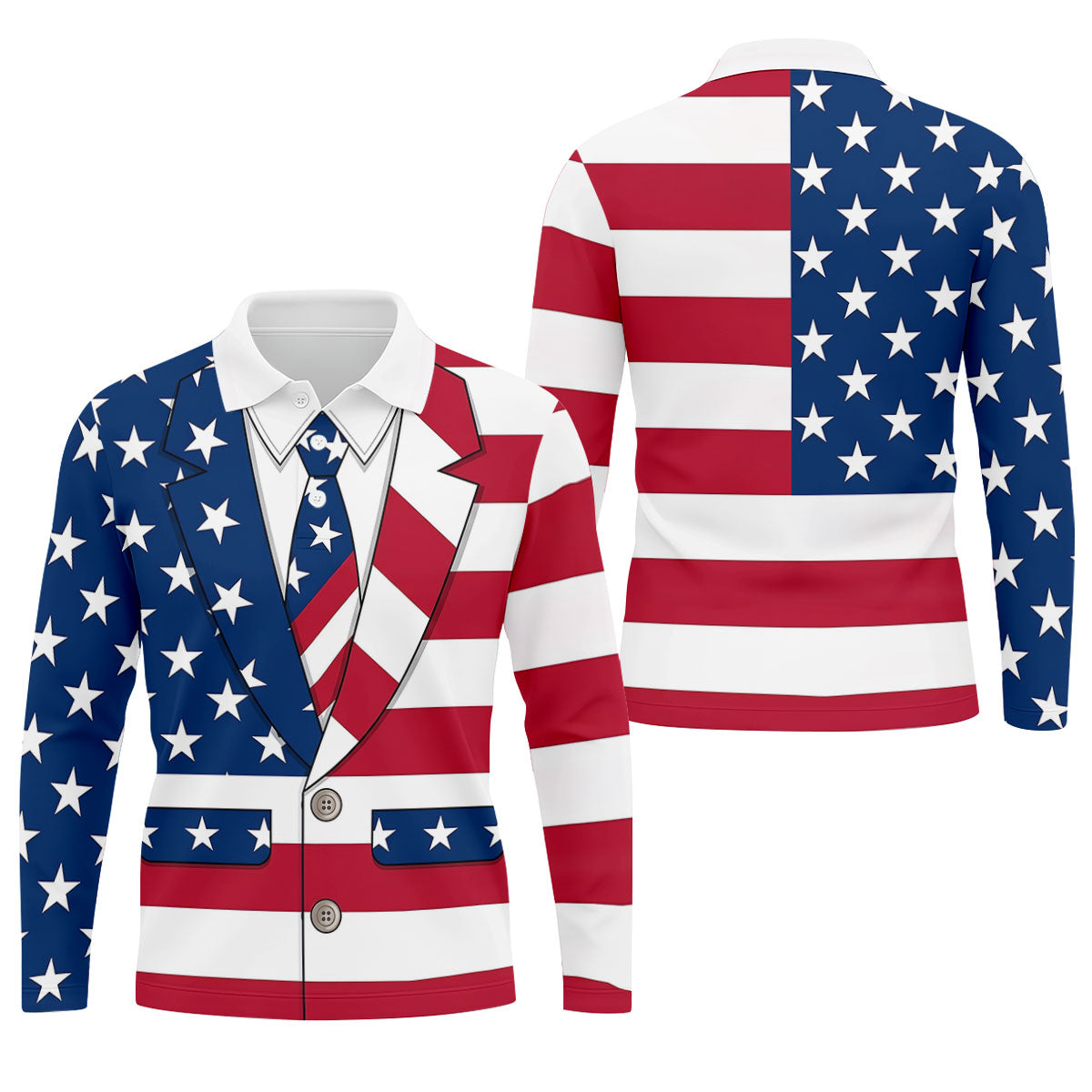 US Flag Tuxedo Costume Patriotic 4th Of July Golf Shirt, 250 Years Polo Shirtor Men