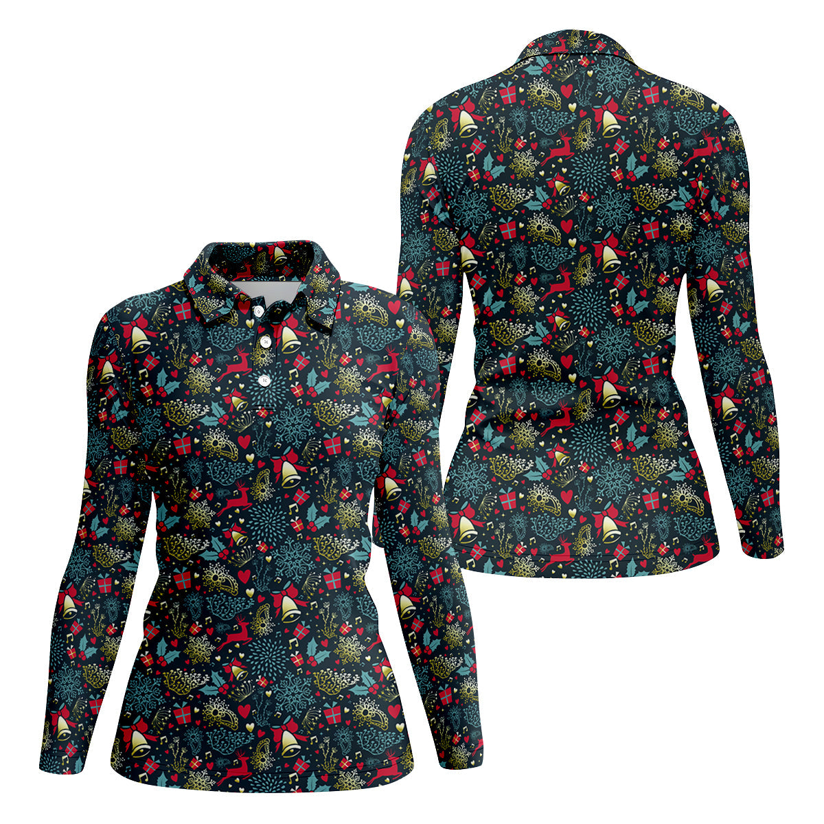 Christmas Reindeer Xmas Themed Women Golf Top, Christmas Golf Shirt, Ladies Golf Tops