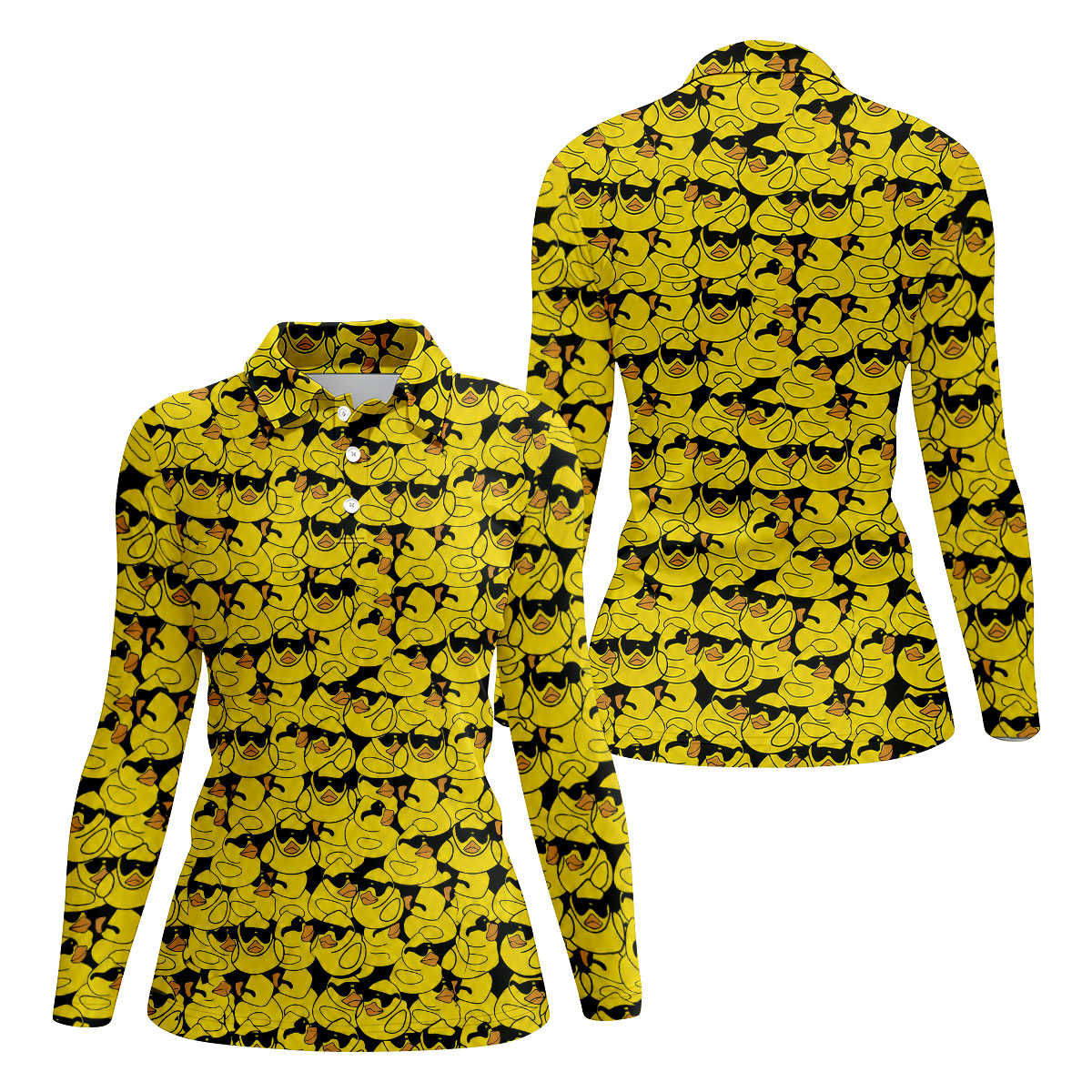 Yellow Sunglasses Rubber Duck Hawaiian Golf Shirt, Hawaiian Golf Shirt, Golf Tops For Women, Printed Golf Shirt