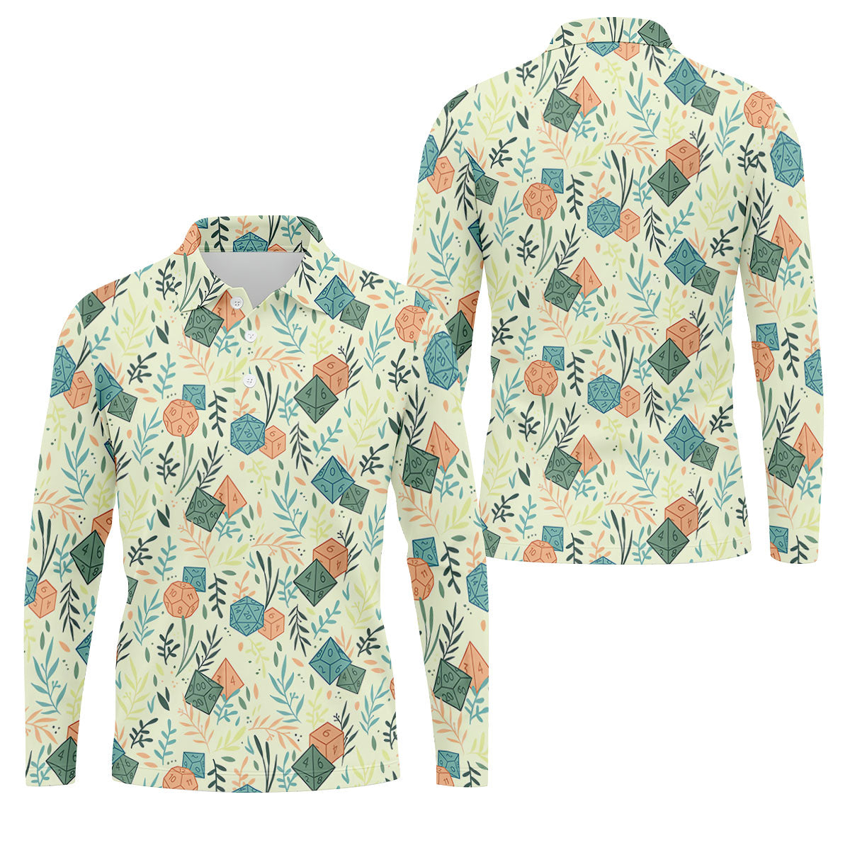Polyhedral Dice Dragon Game Tropical Vibe Golf Tops For Men, Polo ShirtFor Men, Golf Shirts For Men