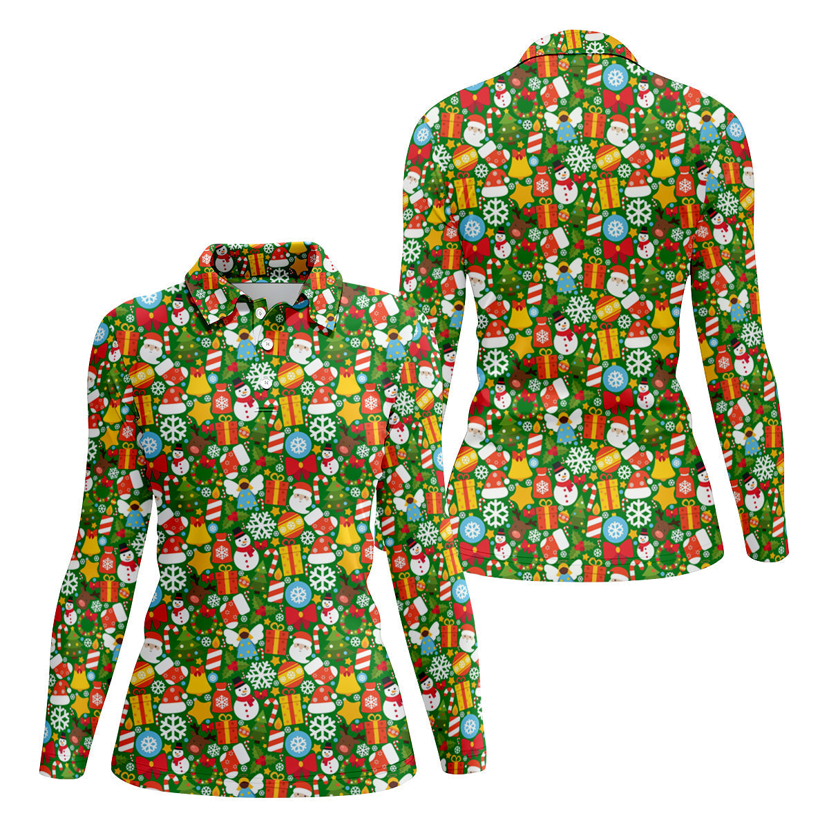 Festive Christmas Green Golf Shirt, Christmas Golf Shirt, Ladies Golf Shirts, Golf Gifts For Women, Golfing Apparel